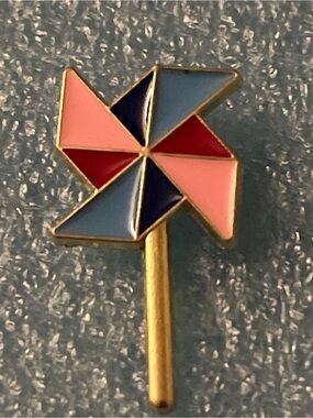 Pinwheel Enamel Stick Pin - Pink, Blue & Red